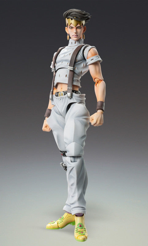 Rohan Kishibe Super Action Statue figure in grey outfit pointing