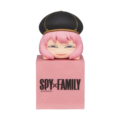 Spy x Family Hikkake Anya Forger figurine in black hat on pink cube base