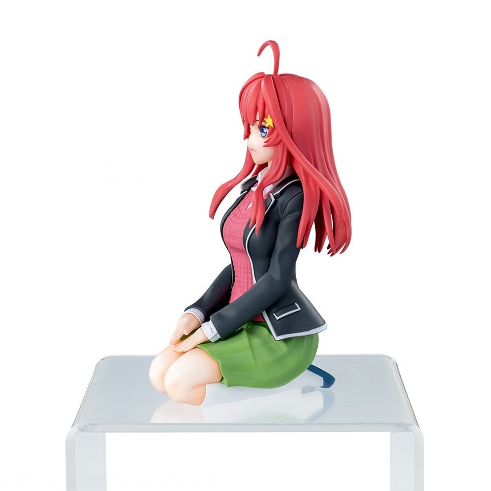 The Quintessential Quintuplets PM Perching Itsuki Nakano figure with red hair black blazer pink sweater and green skirt on a clear base