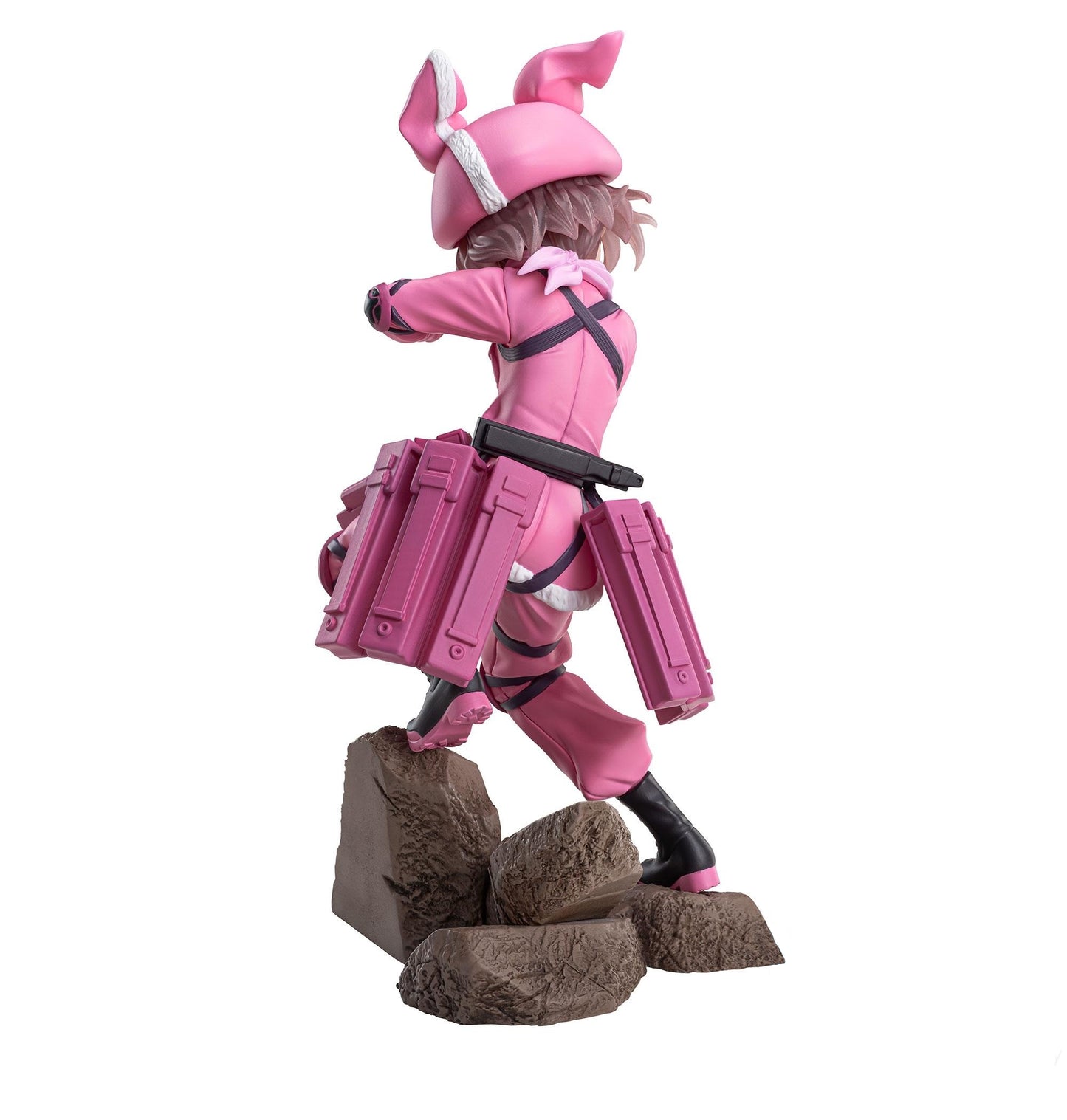 Sword Art Online Alternative Gun Gale Online II Llenn Luminasta figure in pink bunny suit standing on rocky base