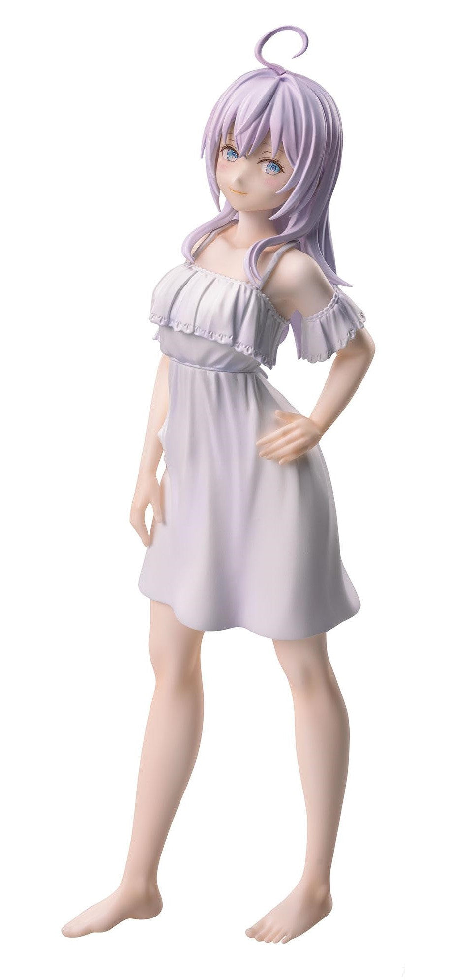 Alya in elegant dress standing gracefully with hand raised to her chest