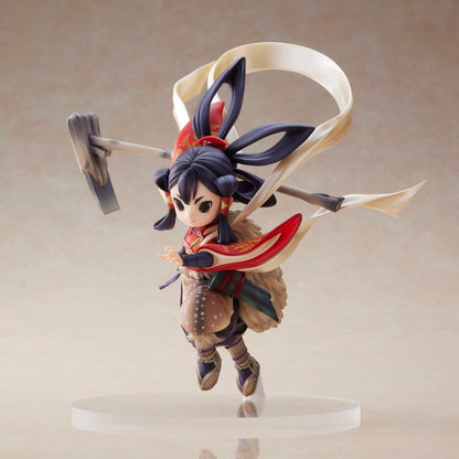 Side view of Sakuna Hime figure with focused expression and accessories
