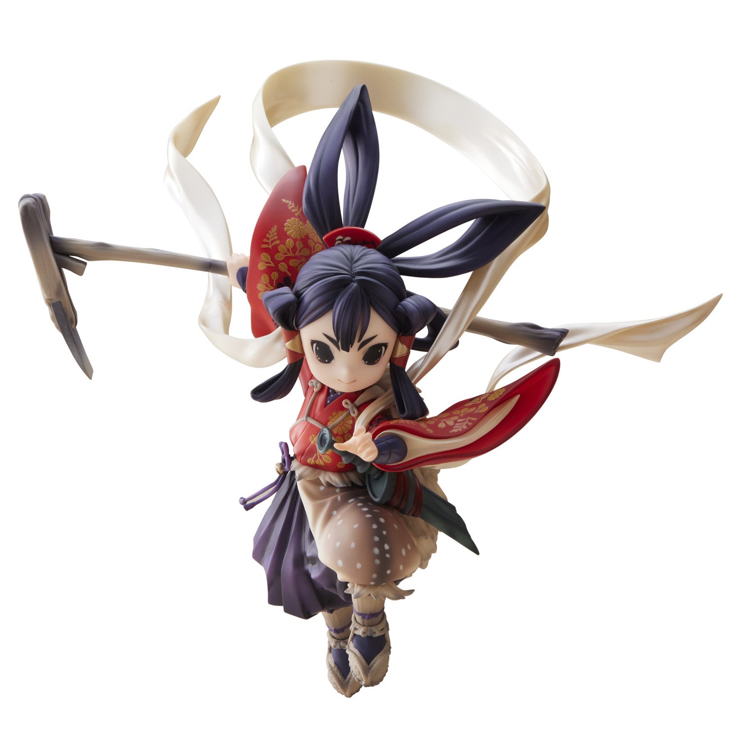 Sakuna Hime figure from Sakuna of Rice and Ruin in dynamic pose with divine raiment