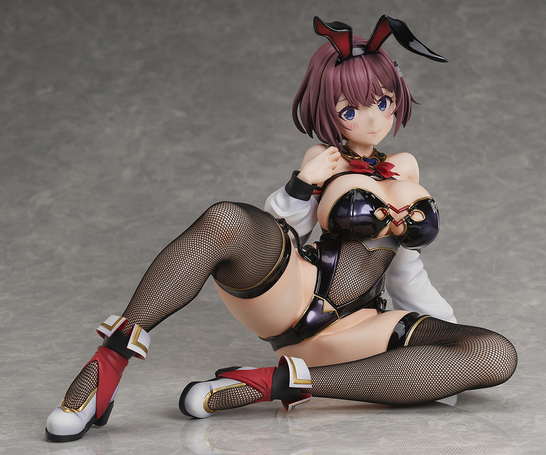 Side pose of Hitoyo-Chan Bunny figure in purplish-brown hair and black and white bunny outfit