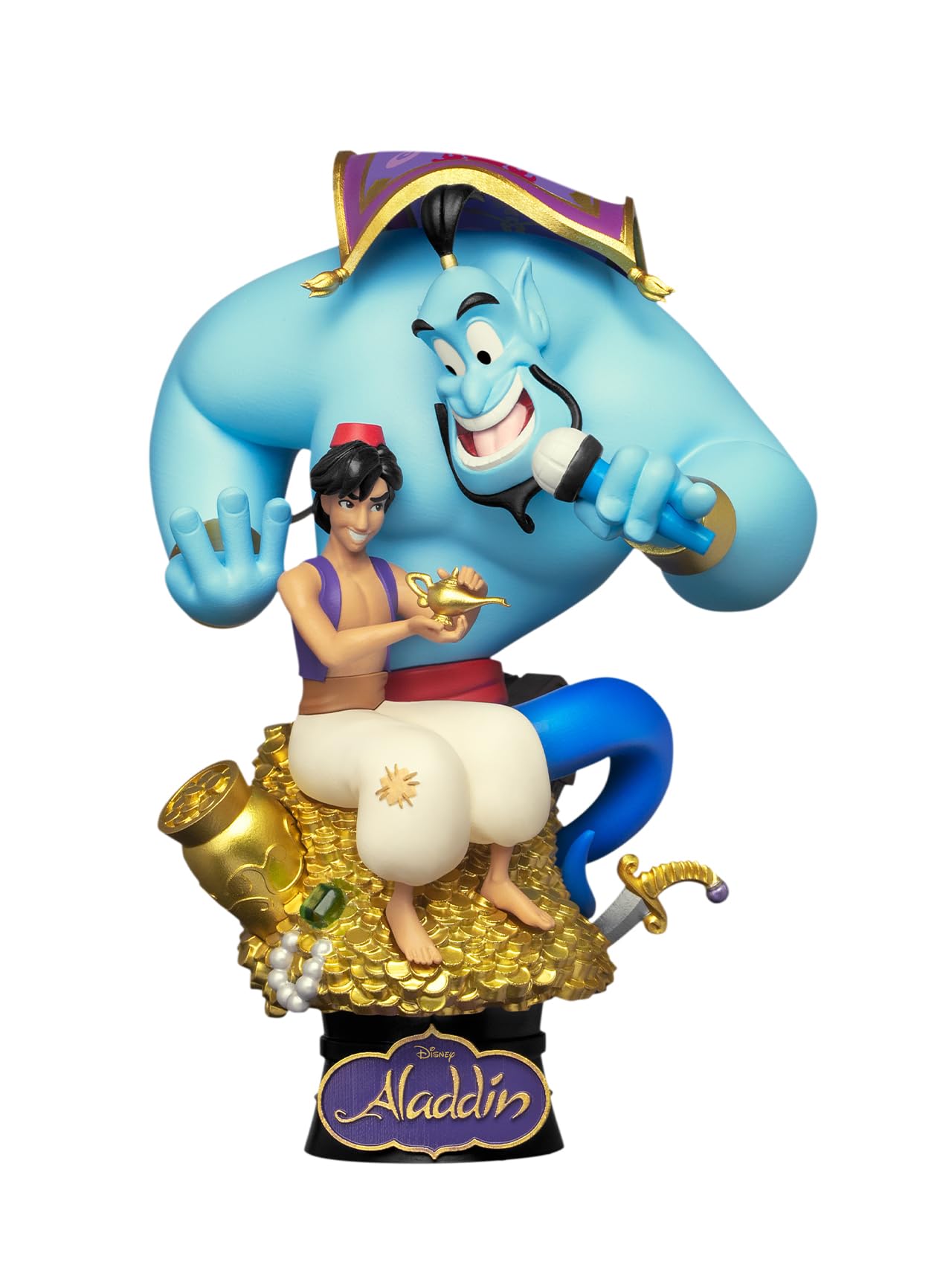 Close-up of Aladdin and Genie Beast Kingdom D-Stage Disney Classic Aladdin Figurine