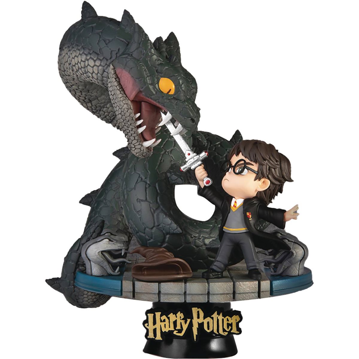 Harry Potter Harry vs Basilisk Figurine displaying Harry Potter facing Basilisk with sword in dramatic action pose