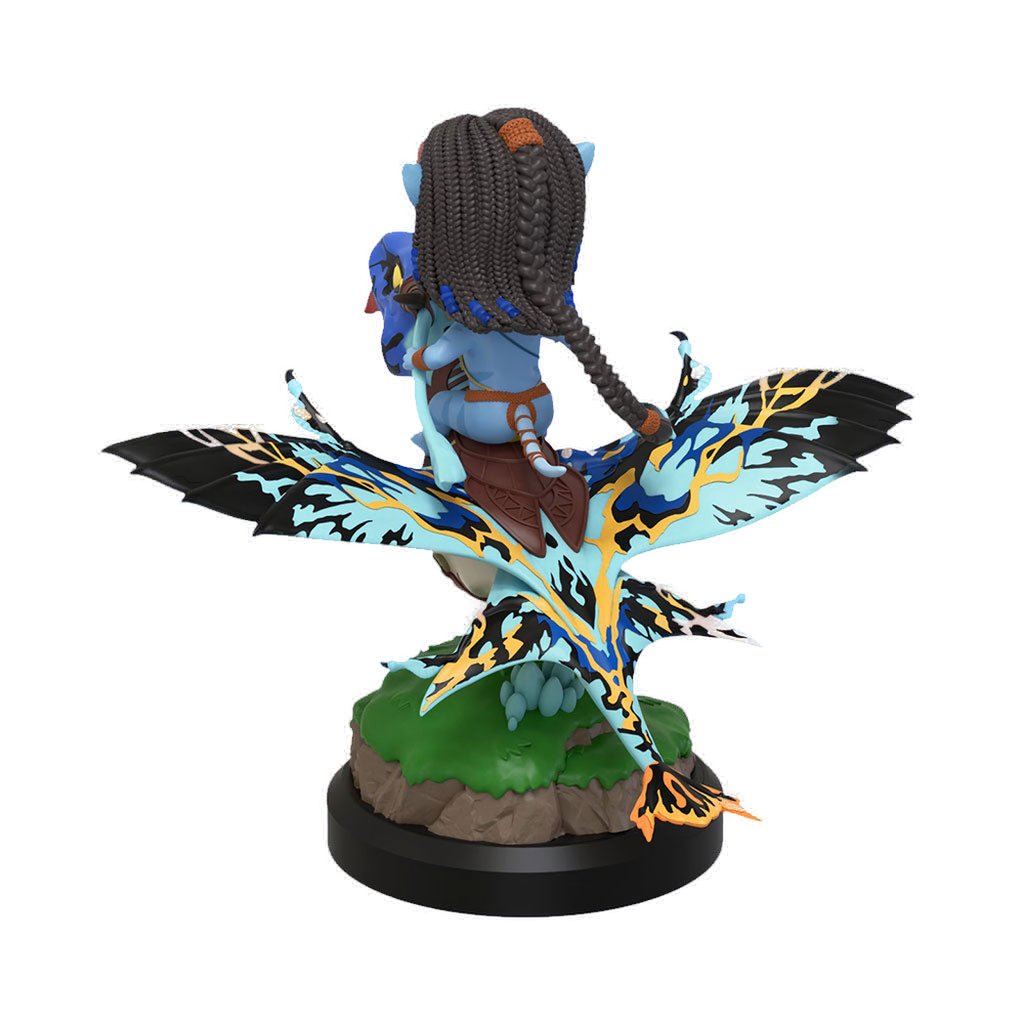 Pandora Banshee action figure with Na'vi rider on a flight stand