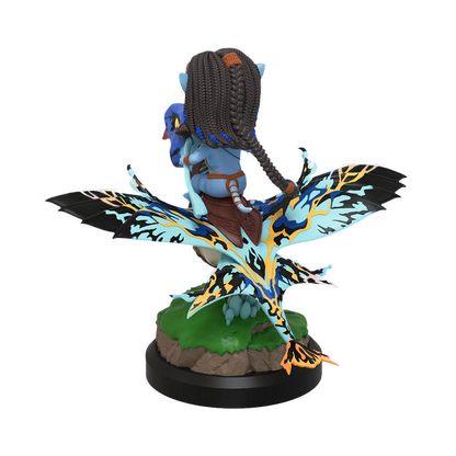 Pandora Banshee action figure with Na'vi rider on a flight stand