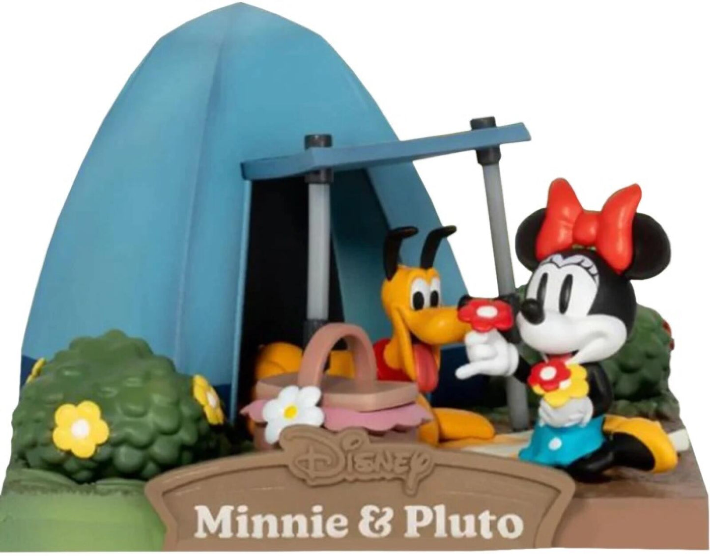 Colorful Disney Campsites Series D-Stage 146 Minnie Pluto figurine set with tent and picnic basket