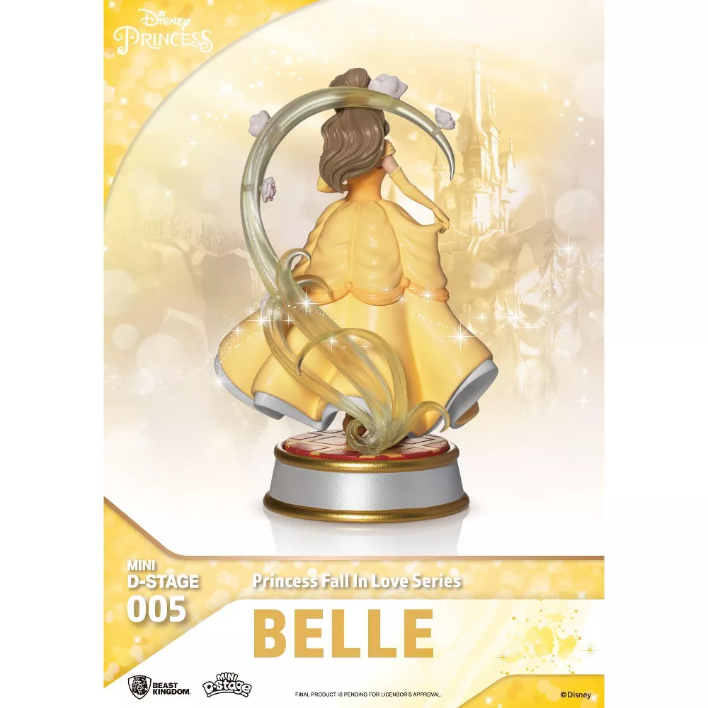 Belle Disney Princess mini D-Stage figurine in yellow ballgown on a detailed base