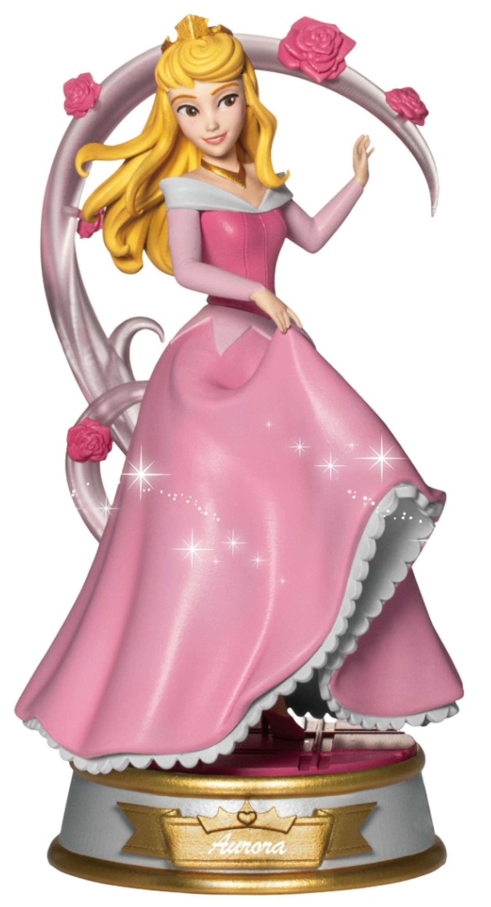 Packaged figure of Aurora in Princess Fall in Love Series holding rose bouquet