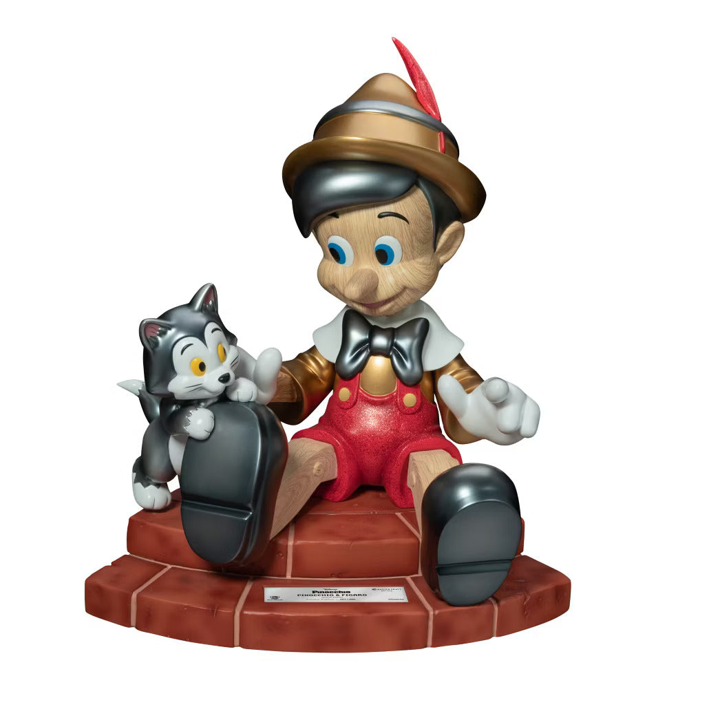 Pinocchio and Figaro Disney Showcase resin figurine sitting on brick steps