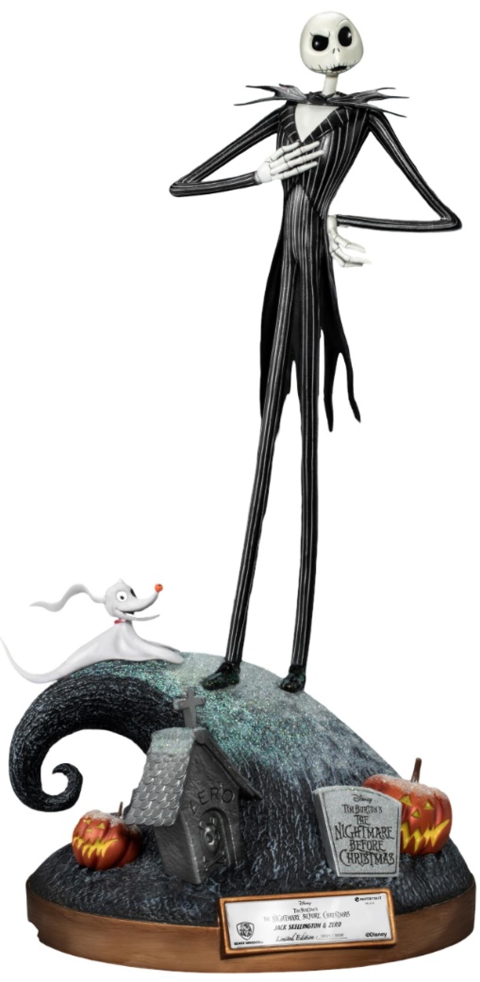 Tim Burton's The Nightmare Before Christmas Master Craft Jack Skellington Zero figure limited edition with gravestone