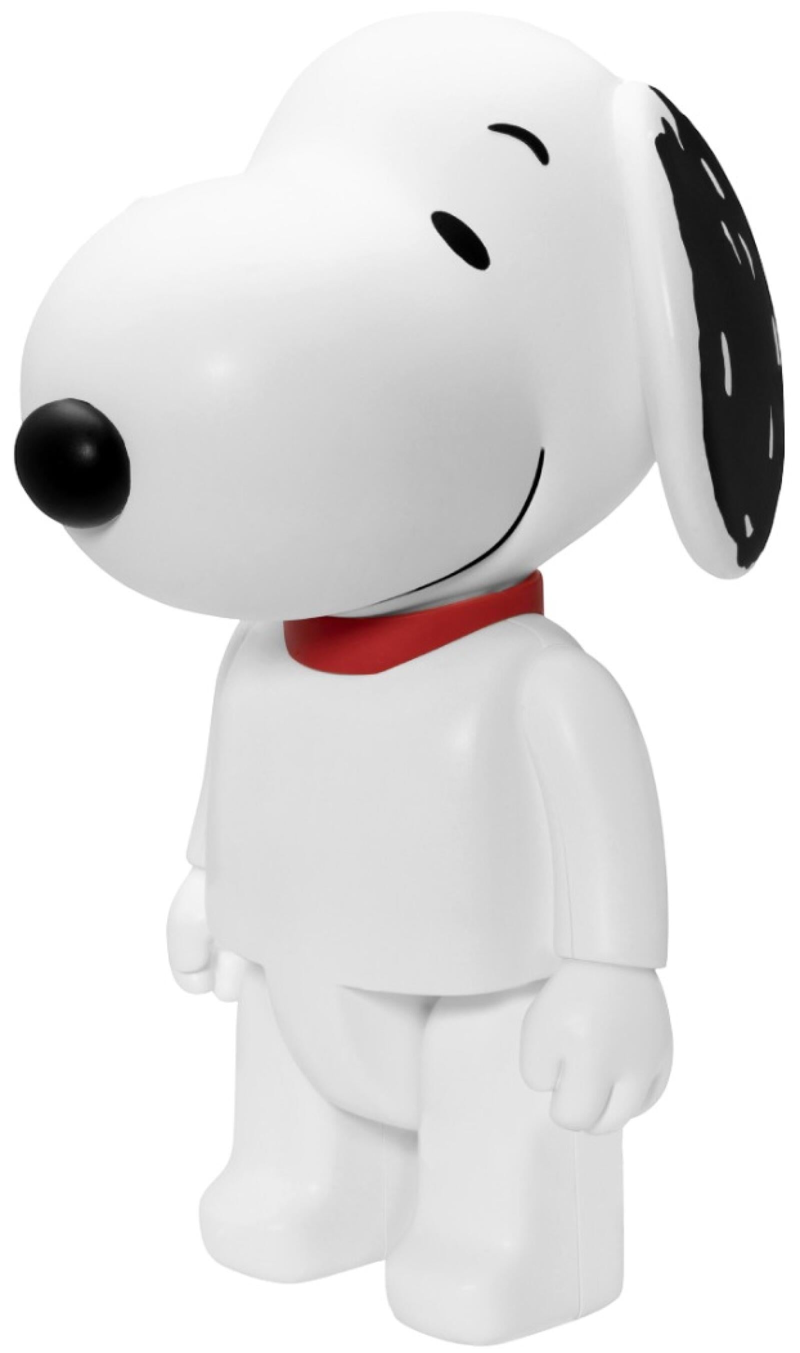 Snoopy syakking figure with red collar on a comic strip background with doodles