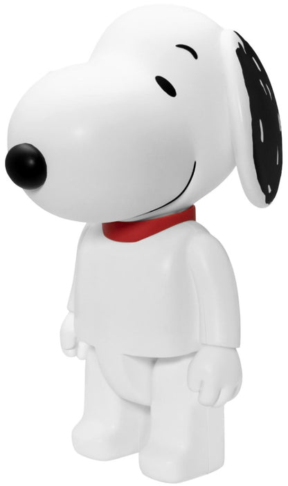 Snoopy syakking figure with red collar on a comic strip background with doodles