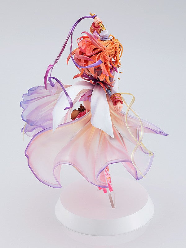 Rear view of the figure showing hair sculpt and back of stage costume