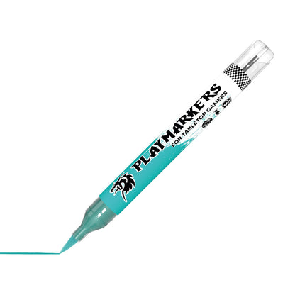 AK Interactive Turquoise Playmarkers marker for tabletop gamers drawing a thin turquoise line on a white surface