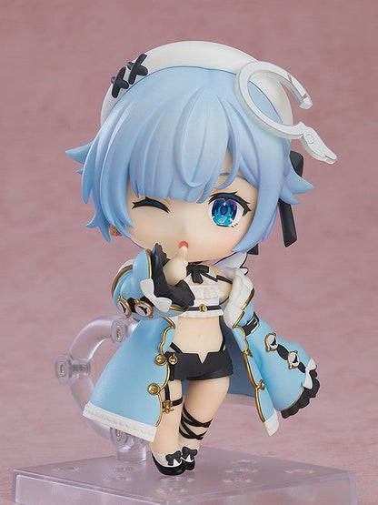 Nendoroid 159 Suisei Hoshimachi figure in blue coat and black shorts winking