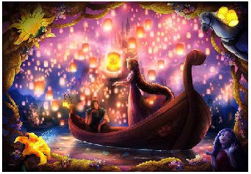 Disney Pure White jigsaw puzzle box, purple and white packaging, Rapunzel Silhouette Romance 500 pieces