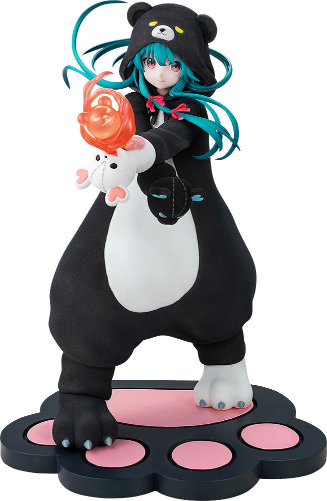 Yuna 1:7 scale figure in black bear suit with pink accents in a dynamic pose
