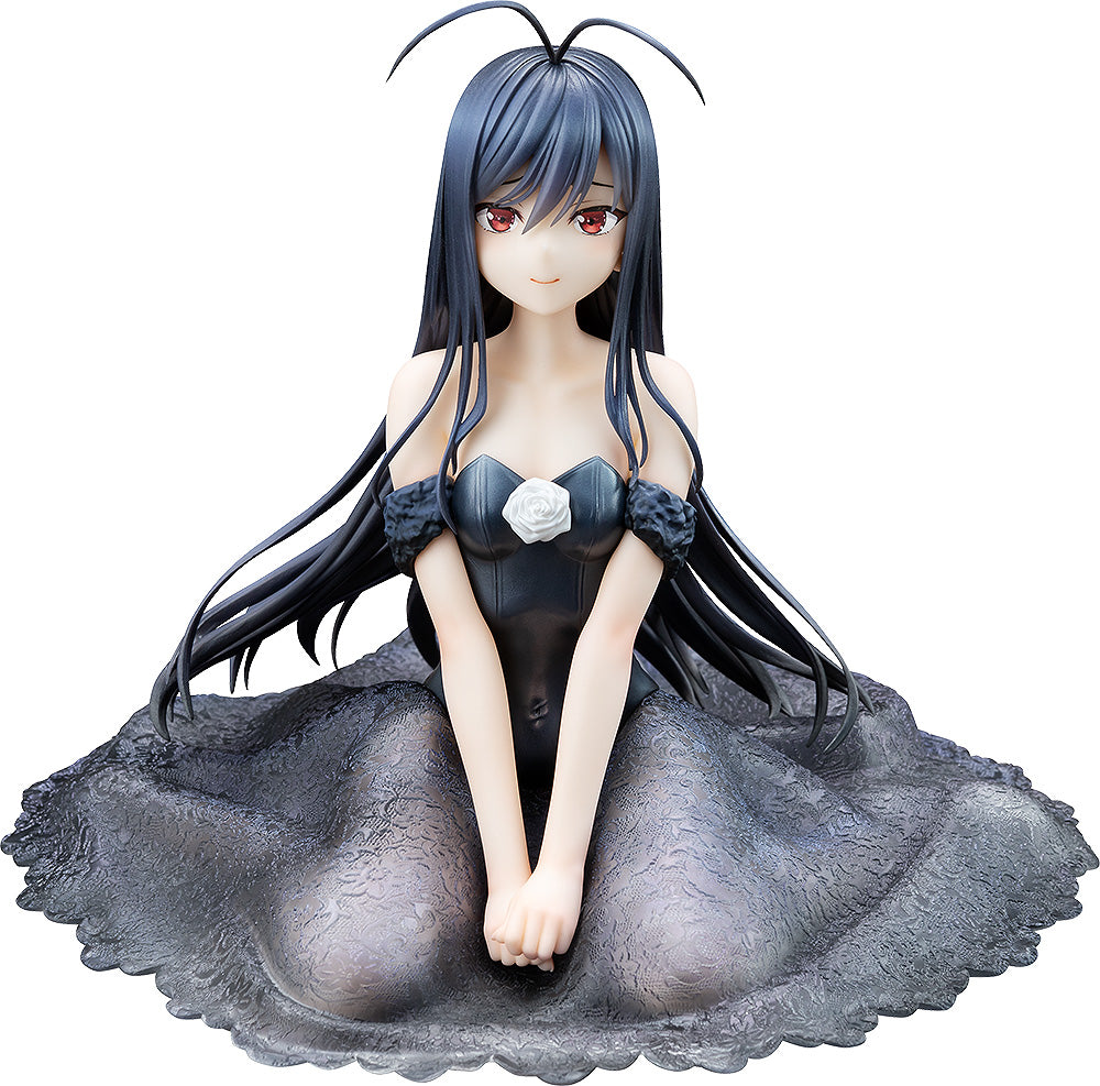 Accel World Kuroyukihime 15th Anniversary wedding version 17 scale figure kneeling with a white rose on her black corset dress flowing black hair