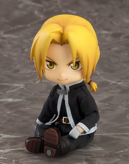 Edward Elric Nendoroid doll sitting, blonde hair, black coat
