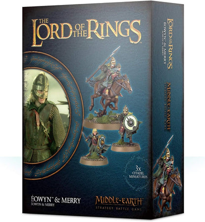 LOTR Strategy Battle Game box featuring Eowyn (mounted) and Merry (on foot) Citadel miniatures set