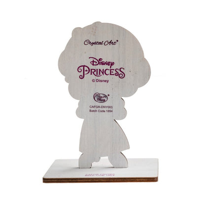Rear view of the Snow White wooden Crystal Art Buddy figure displaying the Disney Princess logo and batch code 1854