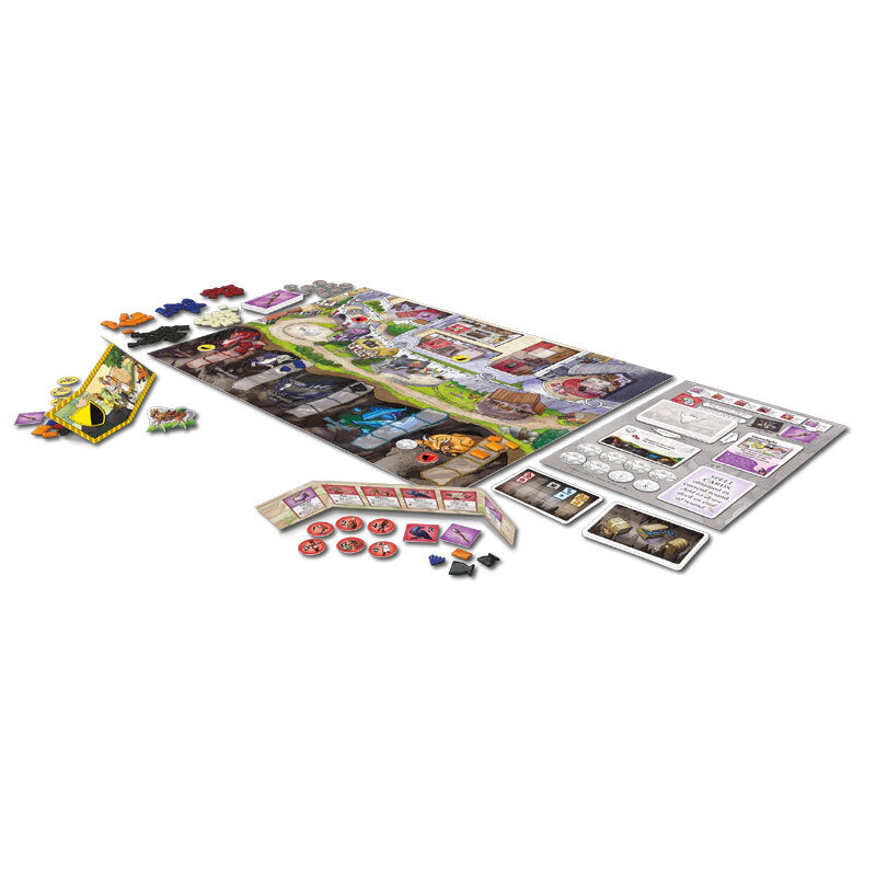 Keydom's Dragons game components including cards and tokens laid out
