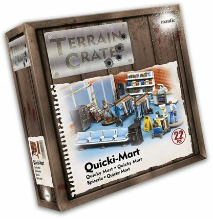 Terrain Crate: Quicki-Mart set in brown wooden box packaging