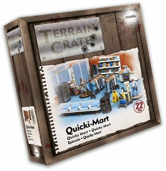 Terrain Crate: Quicki-Mart set in brown wooden box packaging