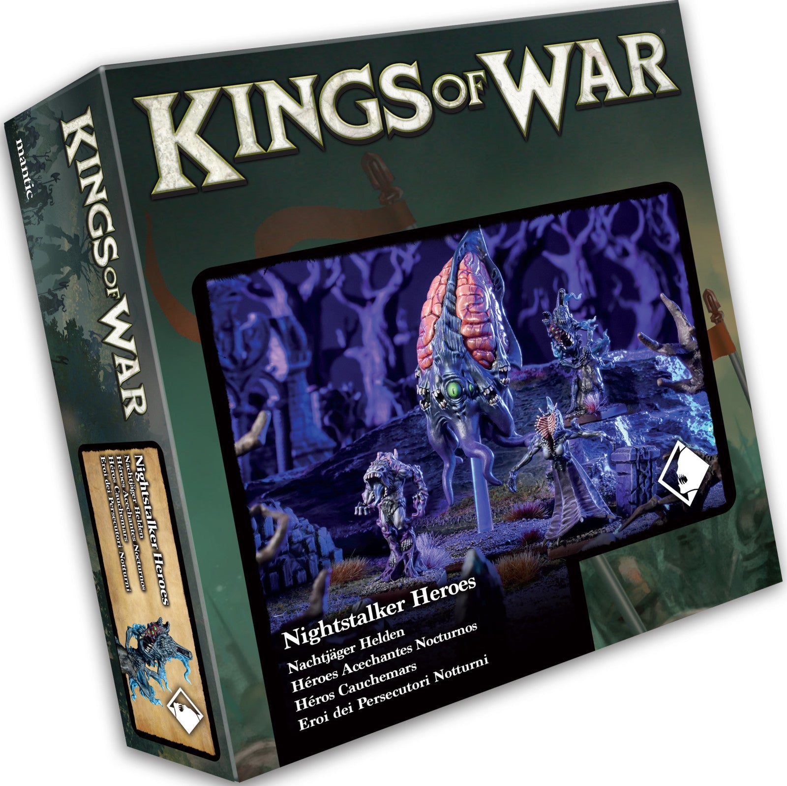 Kings of War Nightstalker Heroes miniatures featuring dark, shadowy warriors with cloaks and weapons