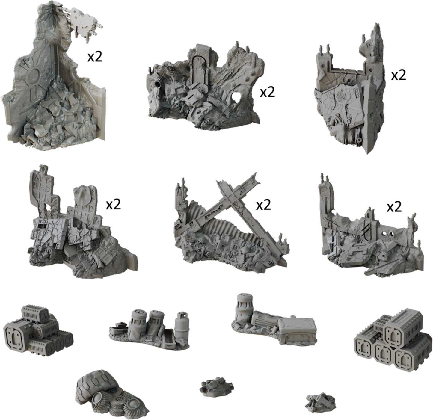 TerrainCrate Deadzone Ruins set featuring detailed post-apocalyptic ruined buildings and debris for tabletop gaming
