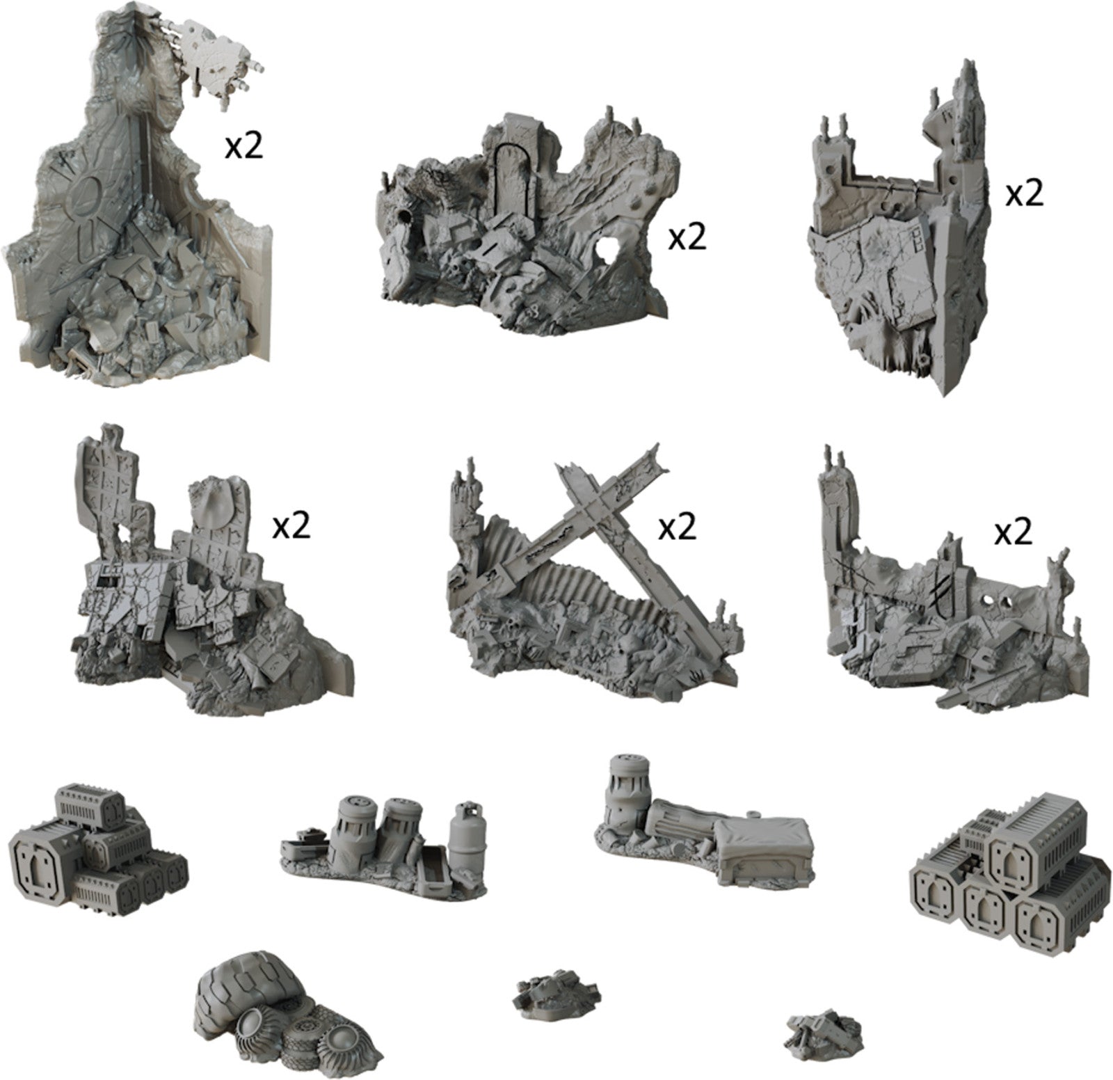 TerrainCrate Deadzone Ruins set featuring detailed post-apocalyptic ruined buildings and debris for tabletop gaming