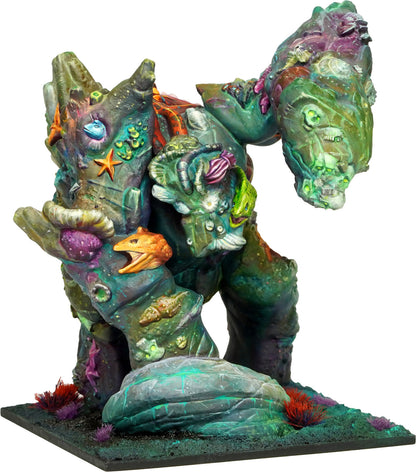 Kings of War Coral Giant resin figure, intricately painted with coral, fish, and sea creatures