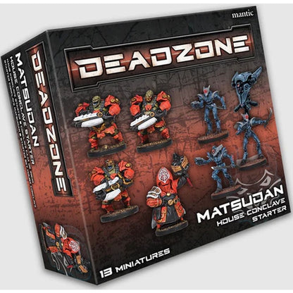 Deadzone Matsudan House Conclave Starter box, showing 13 sci-fi miniatures on the cover