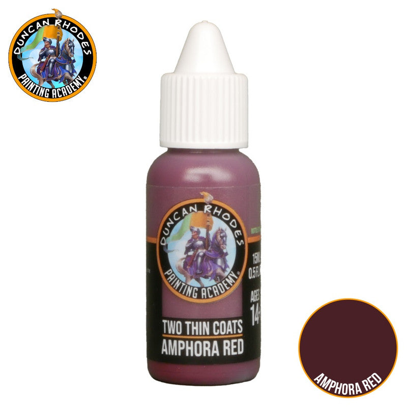 Duncan Rhodes Two Thin Coats Amphora Red miniature paint bottle with white cap