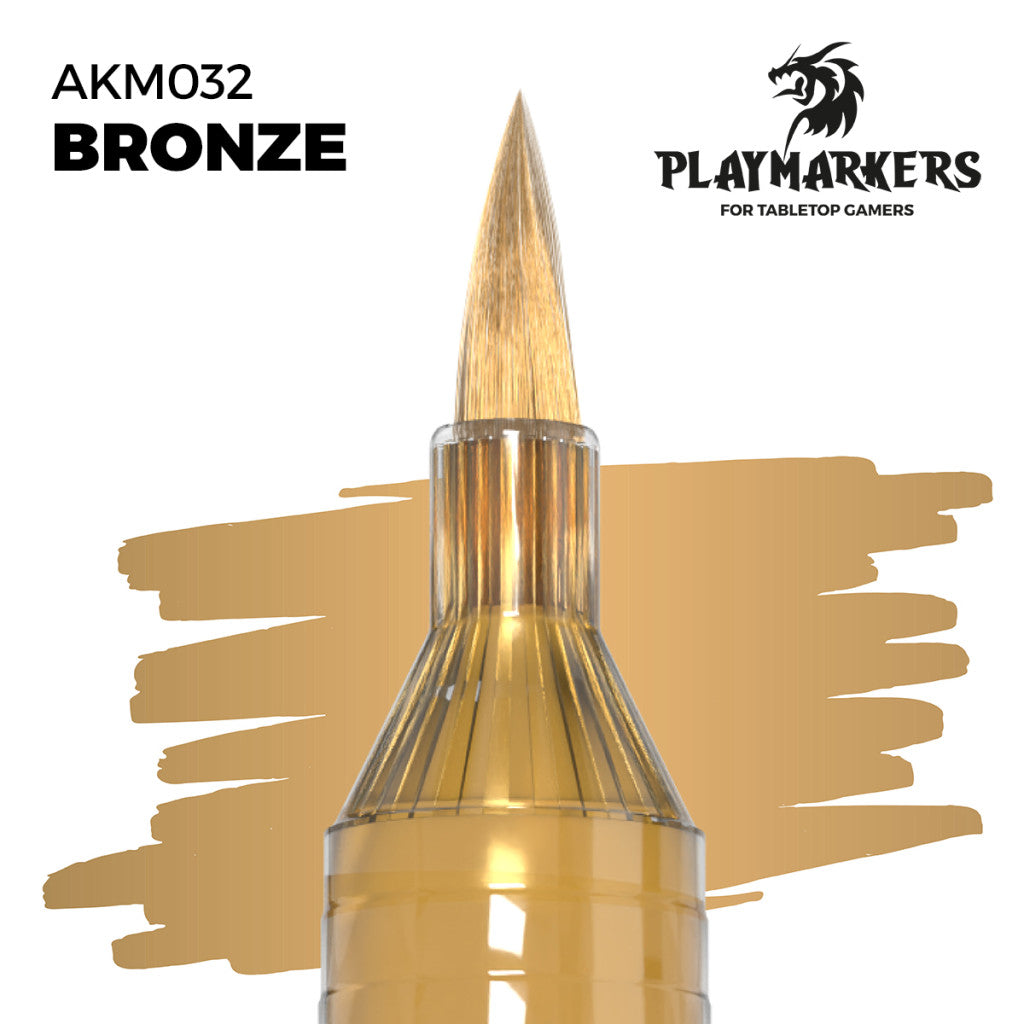 Bronze marker tip and paint swatch, Playmakers hobby paint for tabletop gamers