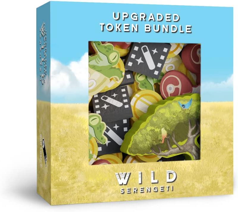 Serengeti Upgraded Token Bundle box showing assorted game tokens through a window
