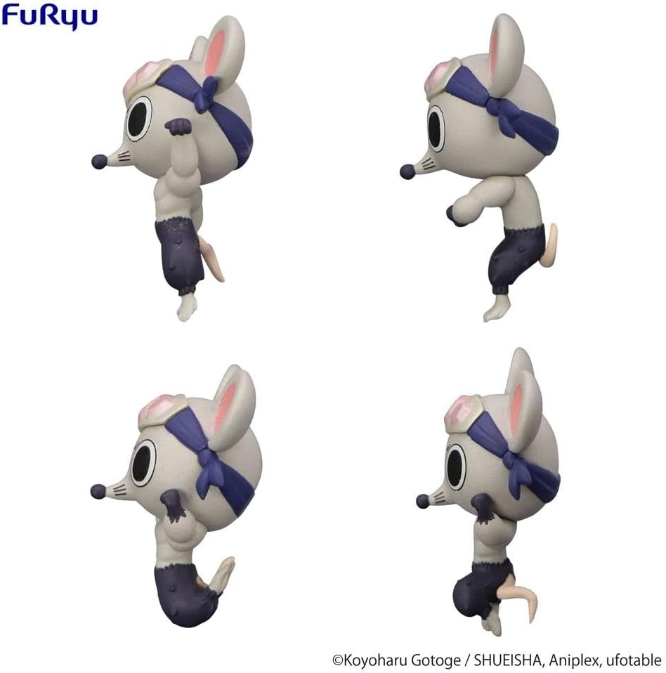 Inosuke and Nezuko mouse figures peeking over edge