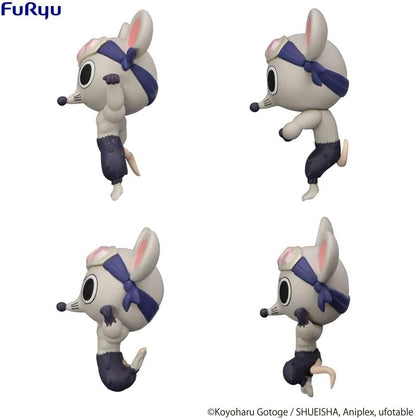 Inosuke and Nezuko mouse figures peeking over edge