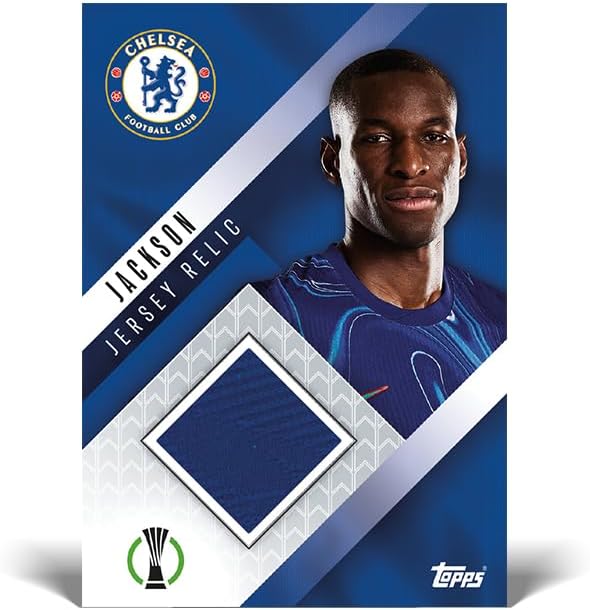 Chelsea FC Nicolas Jackson Topps UEFA Club Competitions Jersey Relic card with blue jersey swatch
