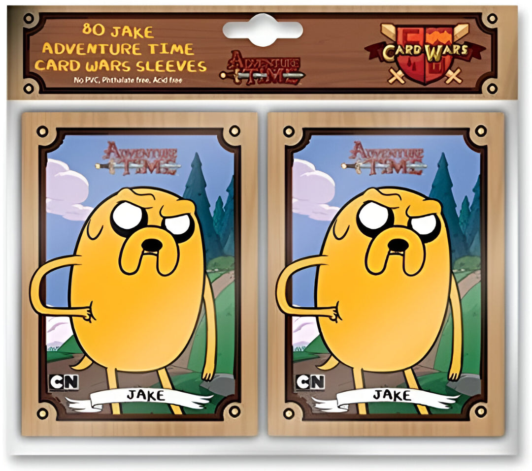 Adventure Time Card Wars 80-pack card sleeves featuring a stern image of Jake the Dog