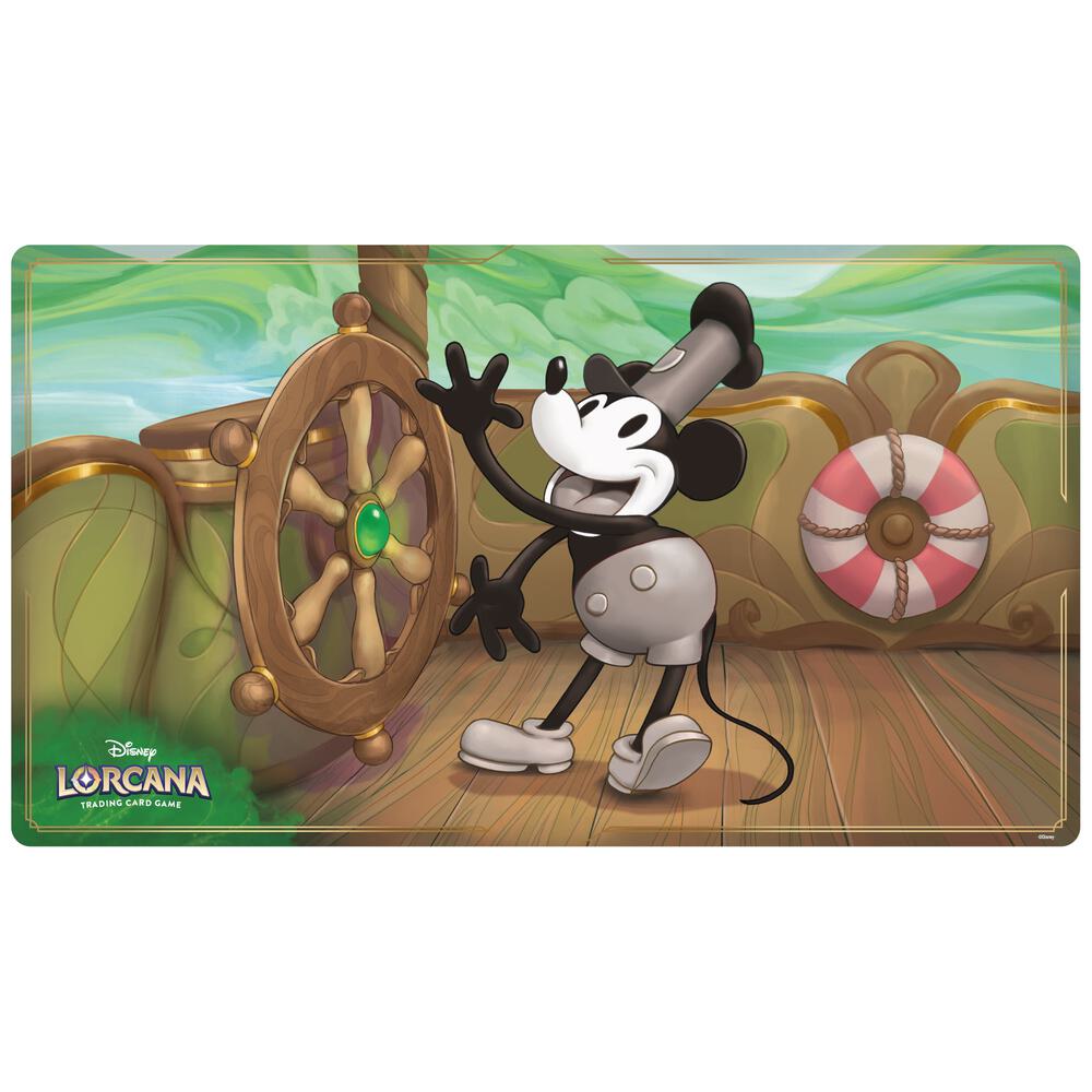 Lorcana Steamboat Mickey playmat close-up