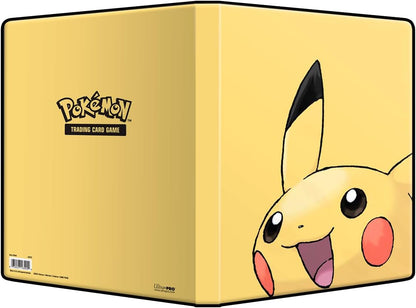 Pokemon TCG yellow deck box showing the logo and a close-up of a happy Pikachu