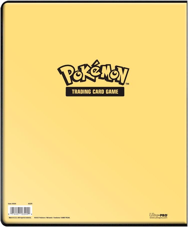Yellow Pokemon TCG binder cover displaying the black logo