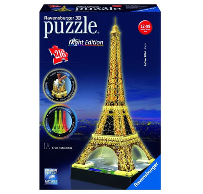 Ravensburger - 3D Eiffel Tower At Night - 216 Piece Jigsaw - Good Games
