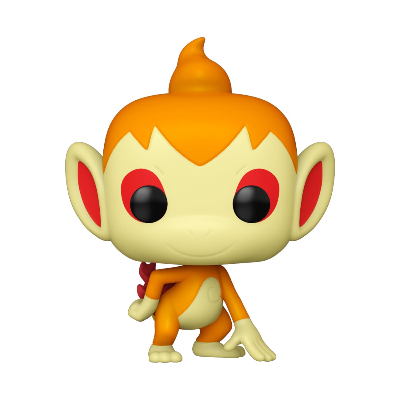Orange Chimchar Pokemon vinyl figure crouching, featuring large black eyes and a flame crest