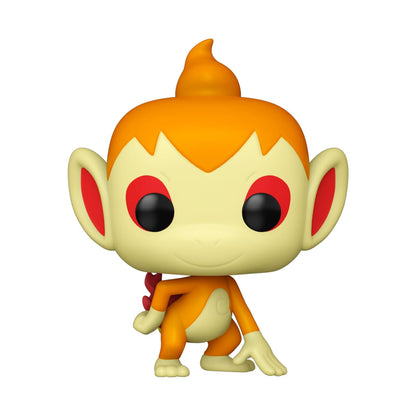 Orange Chimchar Pokemon vinyl figure crouching, featuring large black eyes and a flame crest