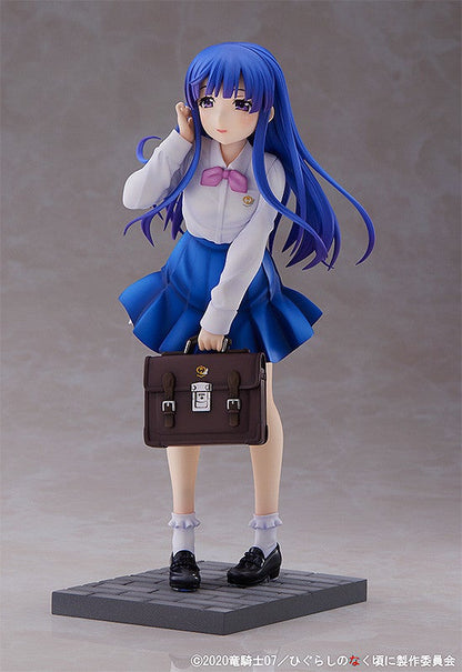 Rear view of Rika Furude figure showcasing the flowing sculpt of her hair and dynamic pose